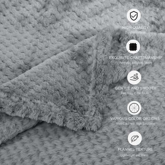 Flannel Fleece Bed Blankets Microfiber Plush 330GSM 90"x108" Light Gray - Picture 6 of 6